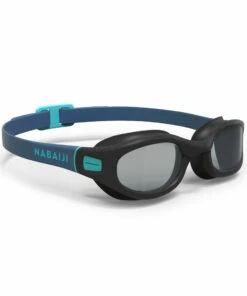 NABAIJI SWIMMING GOGGLES 100 SOFT SIZE L BLACK BLUE SMOKE LENSES BLACK/Petrol blue/Aquamarine