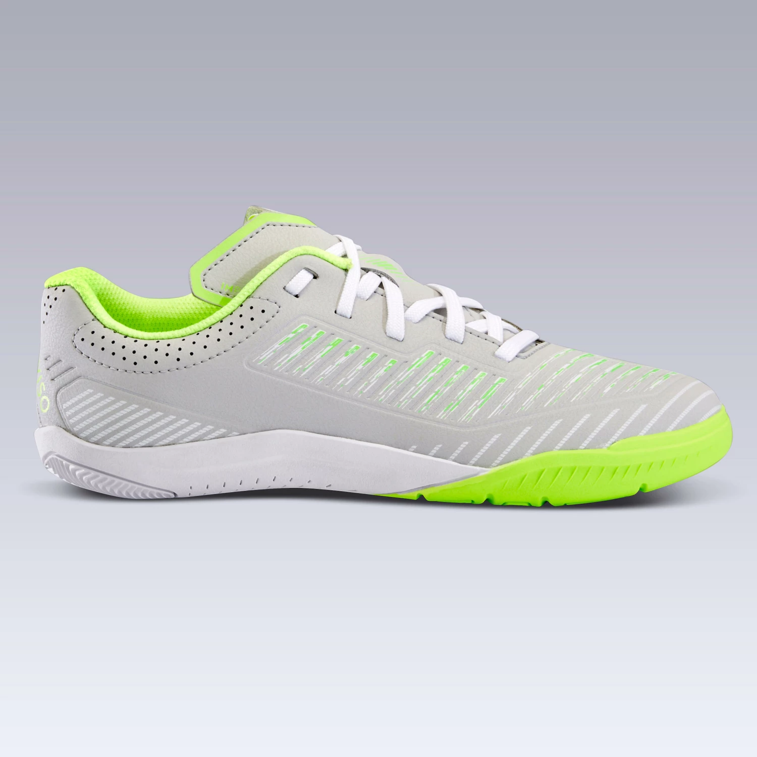 KIPSTA Kids' Futsal Shoes Ginka 500 Pale grey/Fluo lime yellow 6 KIPSTA Kids' Futsal Shoes Ginka 500 Pale grey/Fluo lime yellow - Image 6