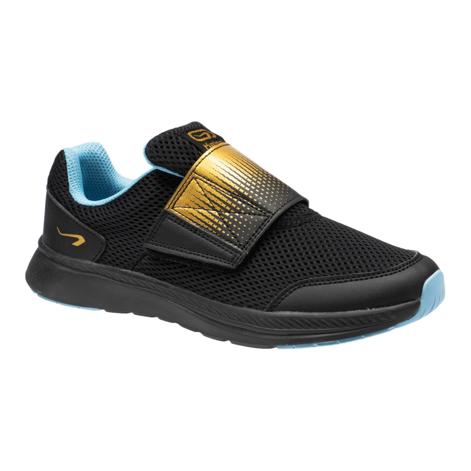 KALENJI KIDS' ATHLETICS SHOES BLACK/GOLD 1 KALENJI KIDS' ATHLETICS SHOES BLACK/GOLD