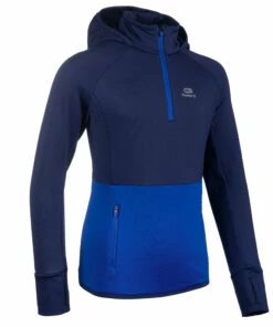 KALENJI AT 500 Kid's Athletics Long-Sleeved Cold Weather Jersey Galaxy blue/Bright indigo