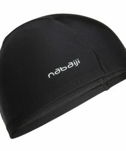 NABAIJI Mesh Fabric Swimming Cap, Sizes S and L BLACK