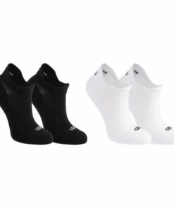 KALENJI Invisible childrens athletics socks Pack Of 2 Black White BLACK