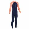 NABAIJI Wetsuit for Swimming combi swim coral Navy blue/Fluo peach