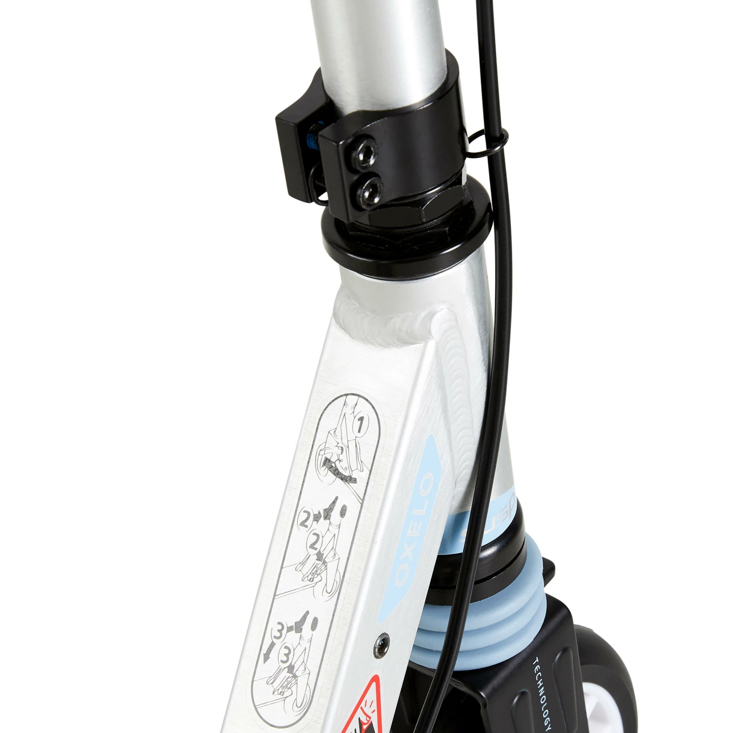 OXELO Mid 5 Kids' Scooter With Handlebar Brake And Suspension LIGHT GREY/BLACK/LIGHT BLUE 10 OXELO Mid 5 Kids' Scooter With Handlebar Brake And Suspension LIGHT GREY/BLACK/LIGHT BLUE - Image 10