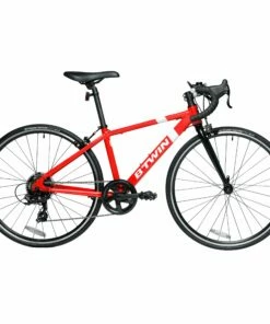 BTWIN 26" Junior Kids' Road Bike Bright red/BLACK