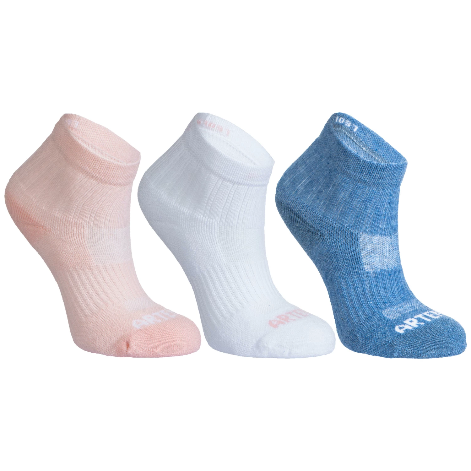 ARTENGO Kids' Tennis Socks RS 500 Mid Tri-Pack Fluo pale peach/Snow white 1 ARTENGO Kids' Tennis Socks RS 500 Mid Tri-Pack Fluo pale peach/Snow white