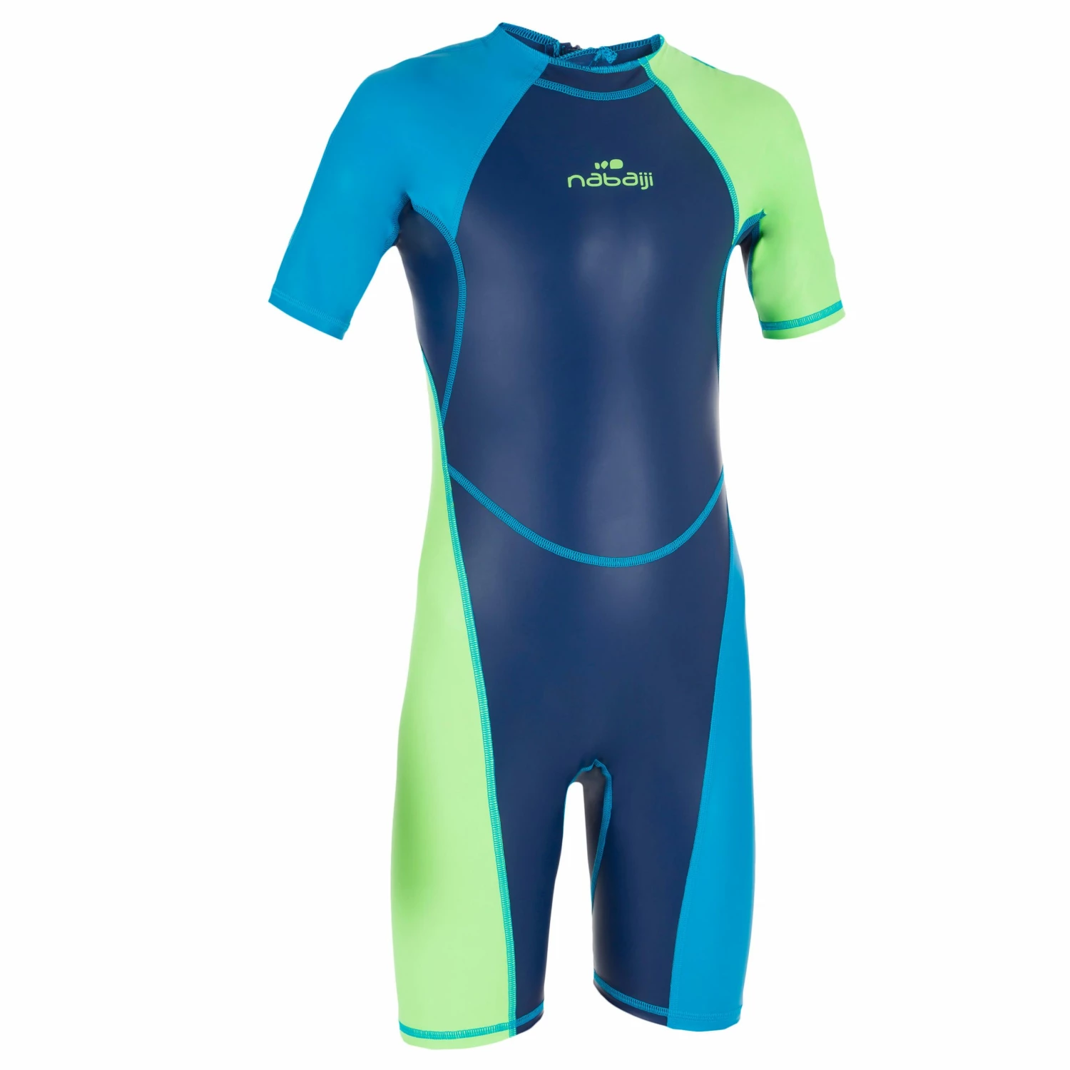 NABAIJI BOYS' SWIMMING SHORTY SUIT KLOUPI 100 BLUE/Cyan/Fluo lime 1 NABAIJI BOYS' SWIMMING SHORTY SUIT KLOUPI 100 BLUE/Cyan/Fluo lime