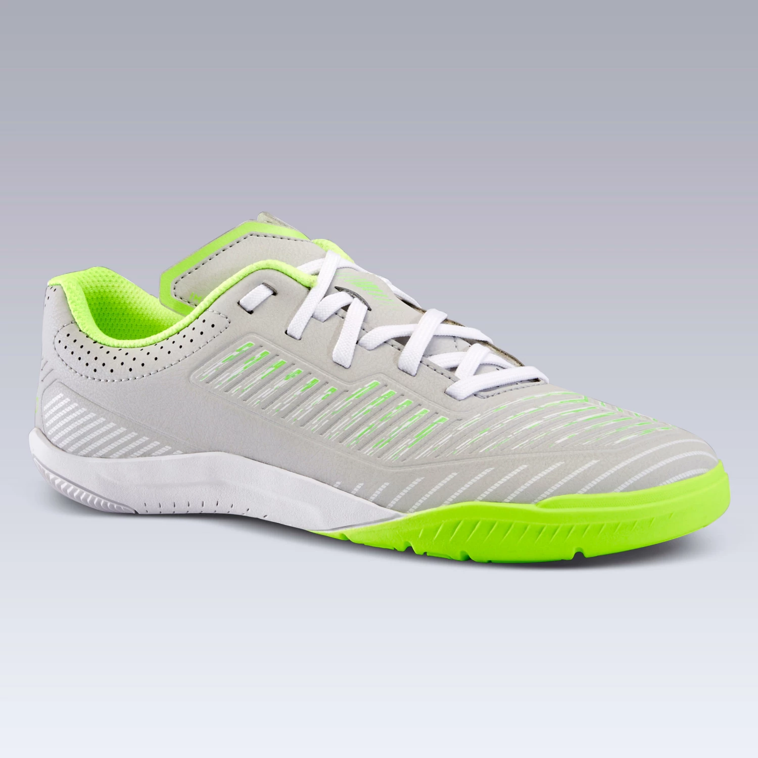 KIPSTA Kids' Futsal Shoes Ginka 500 Pale grey/Fluo lime yellow 12 KIPSTA Kids' Futsal Shoes Ginka 500 Pale grey/Fluo lime yellow - Image 12