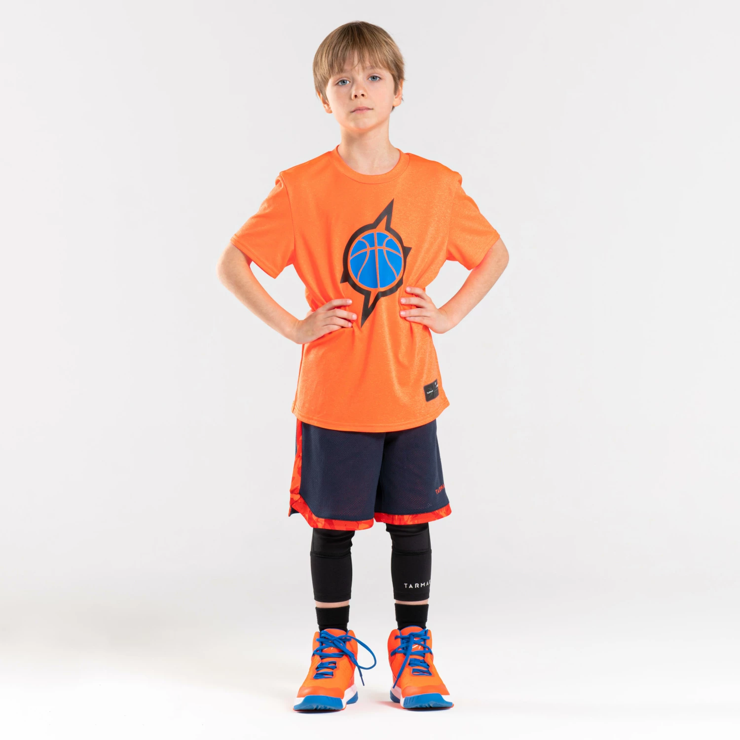 TARMAK Boys'/Girls' Intermediate Basketball T-Shirt TS500 Fluo blood orange 4 TARMAK Boys'/Girls' Intermediate Basketball T-Shirt TS500 Fluo blood orange - Image 4