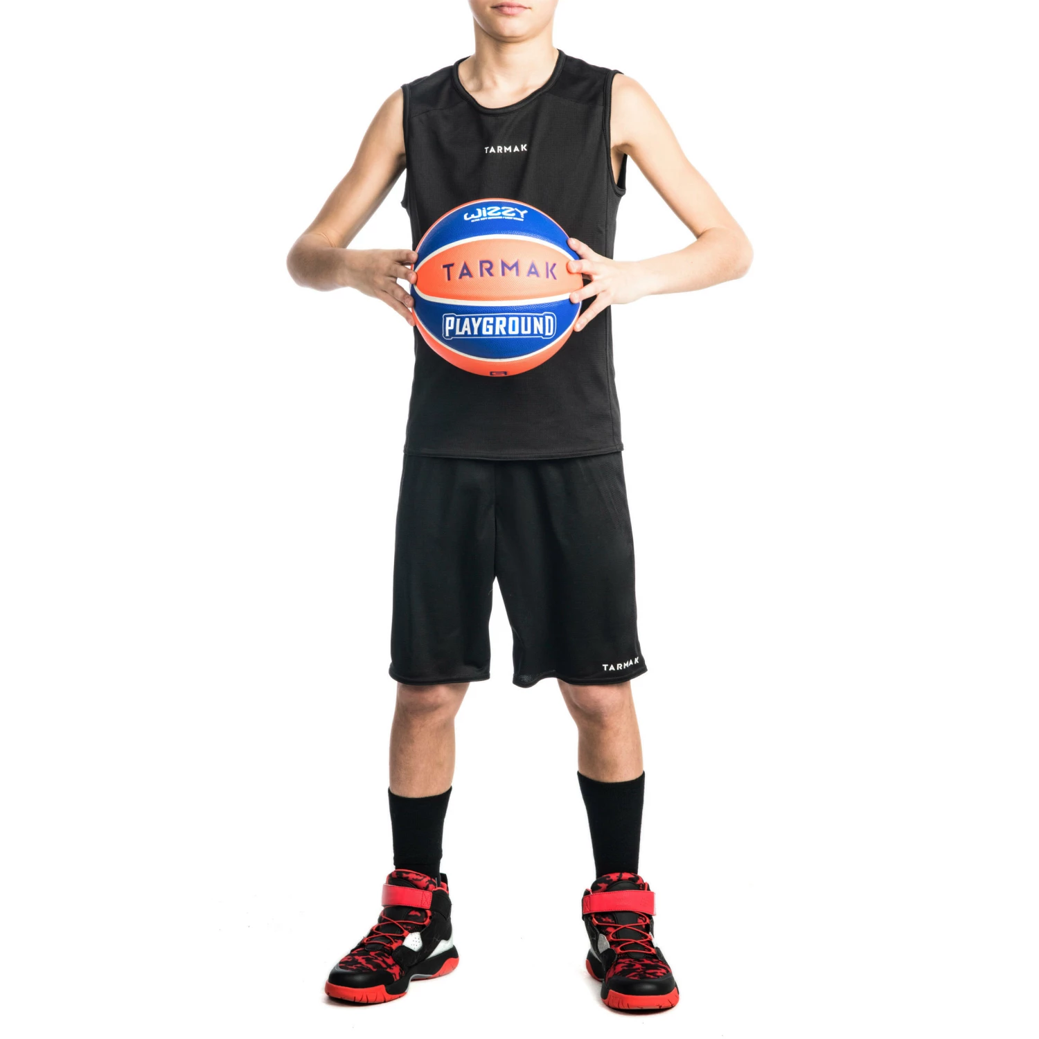 TARMAK SH100 Boys'/Girls' Beginner Basketball Shorts BLACK/Snow white 7 TARMAK SH100 Boys'/Girls' Beginner Basketball Shorts BLACK/Snow white - Image 7