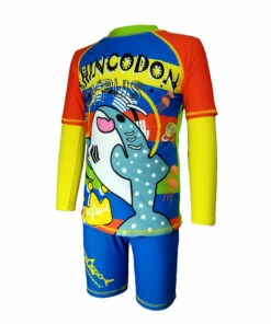 AQUASPORT Whale Shark Sun Protection Long Sleeve 2 pcs Suit BLUE/RED