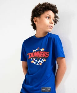 TARMAK Girls'/Boys' Basketball T-Shirt TS500 Fast BLUE