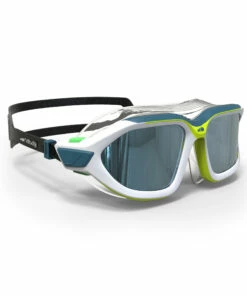 NABAIJI Active Asia Swimming Mask 500 S Snow white/Fluo lime yellow