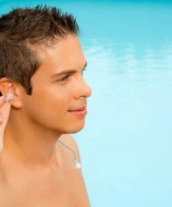 NABAIJI Swimming Ear Plugs with Strap Light blue