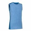 DOMYOS Boys' Breathable Cotton Gym Tank Top 500 Royal blue/Iced coffee/Royal blue