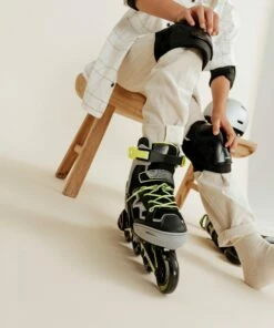 OXELO Fit 3 Kids' Inline Skates (4 Adjustable Sizes) Fluo lime yellow -Artengo Kids Online Store k5524a2260e6b4503af6b0ce199f81bf3 scaled