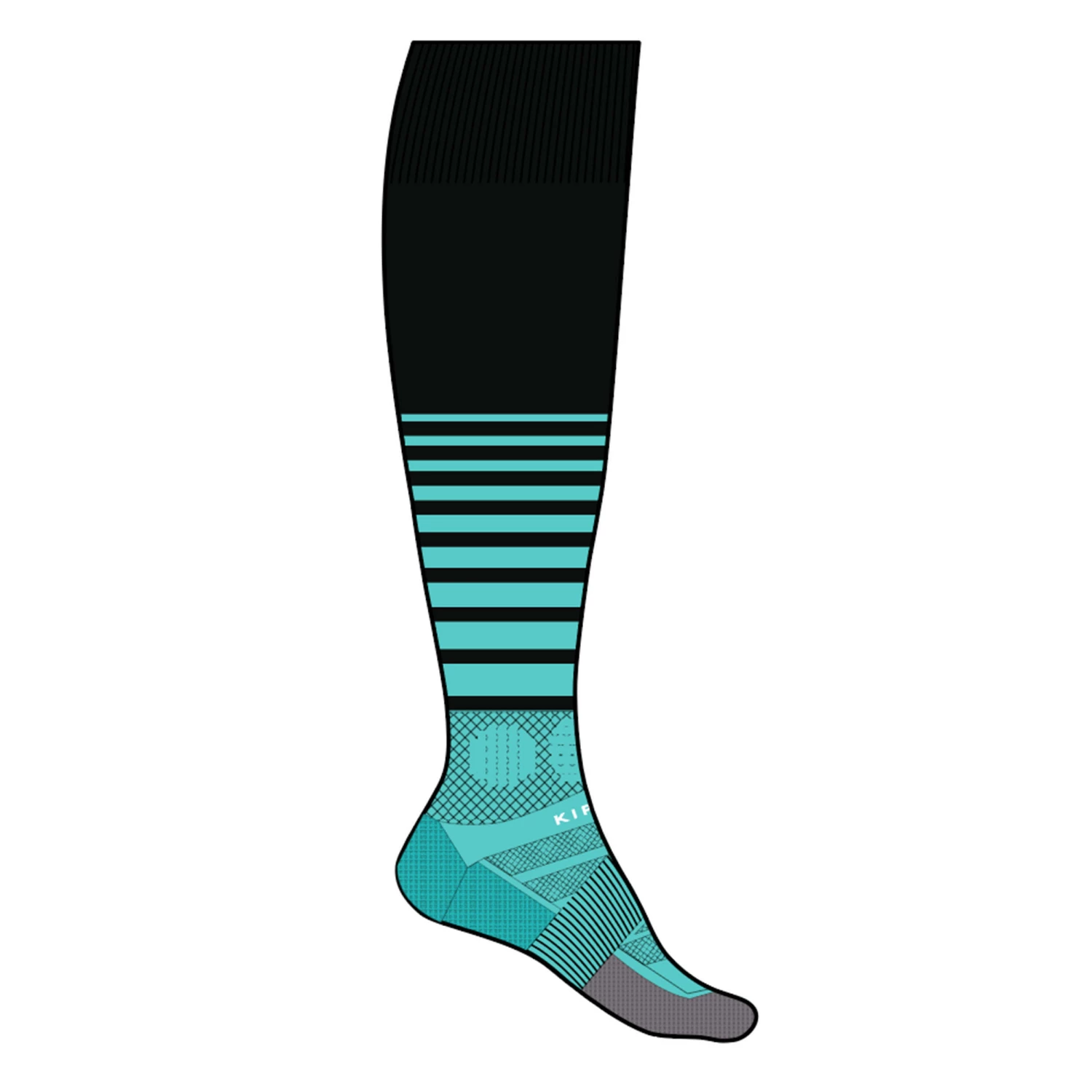 KIPSTA Kids' Striped Football Socks F500 Petrol blue 4 KIPSTA Kids' Striped Football Socks F500 Petrol blue - Image 4