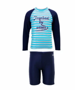 ARENA arena KIDS Swimwear SWIMWAER STRIPE LONG SLEEVS SUN PROTECTION SET Sky blue