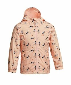 QUECHUA Kids’ Waterproof Hiking Jacket PINK/Fluo pale peach