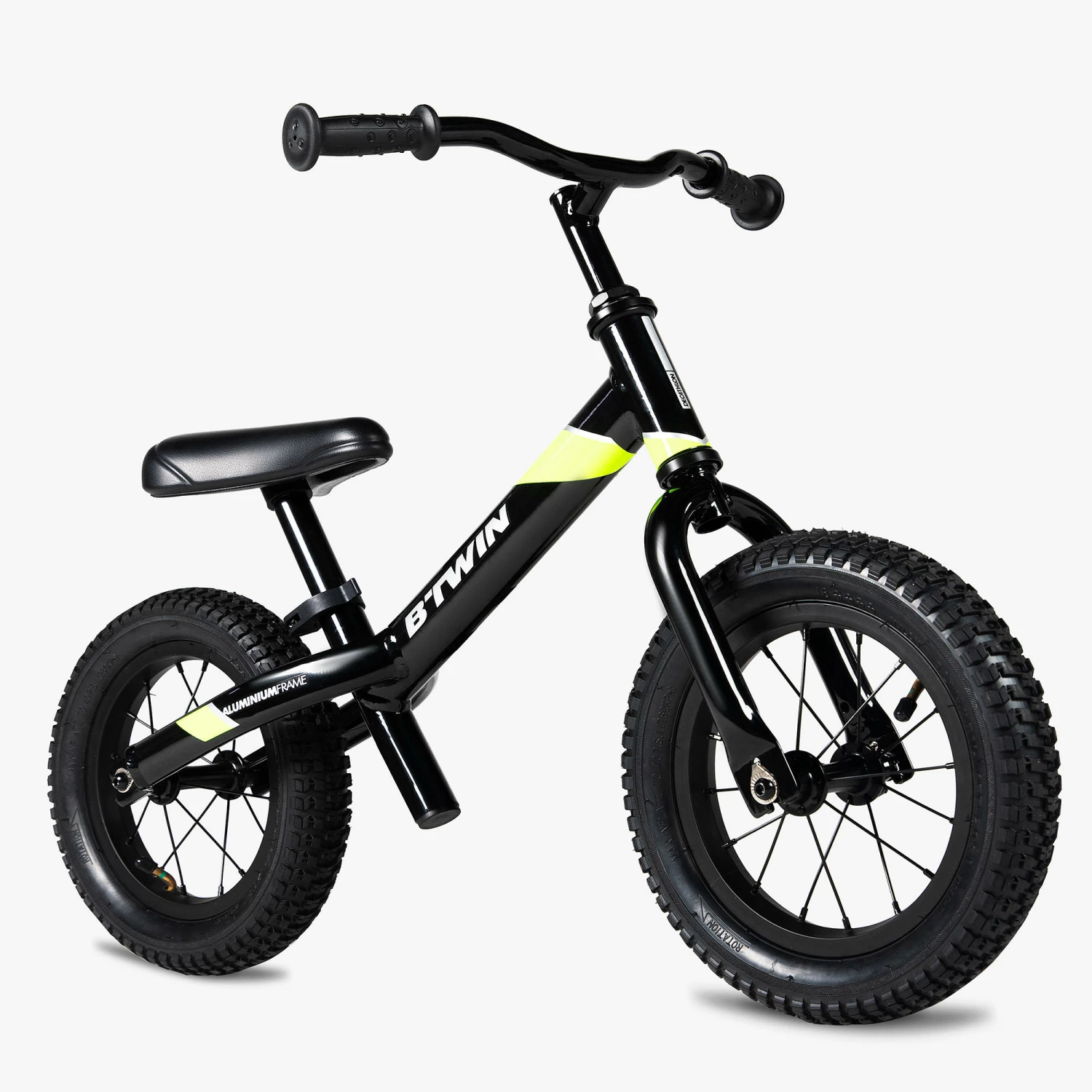 BTWIN 12" Run Ride 900 Black Balance Bike BLACK/Fluo lime yellow 2 BTWIN 12" Run Ride 900 Black Balance Bike BLACK/Fluo lime yellow - Image 2