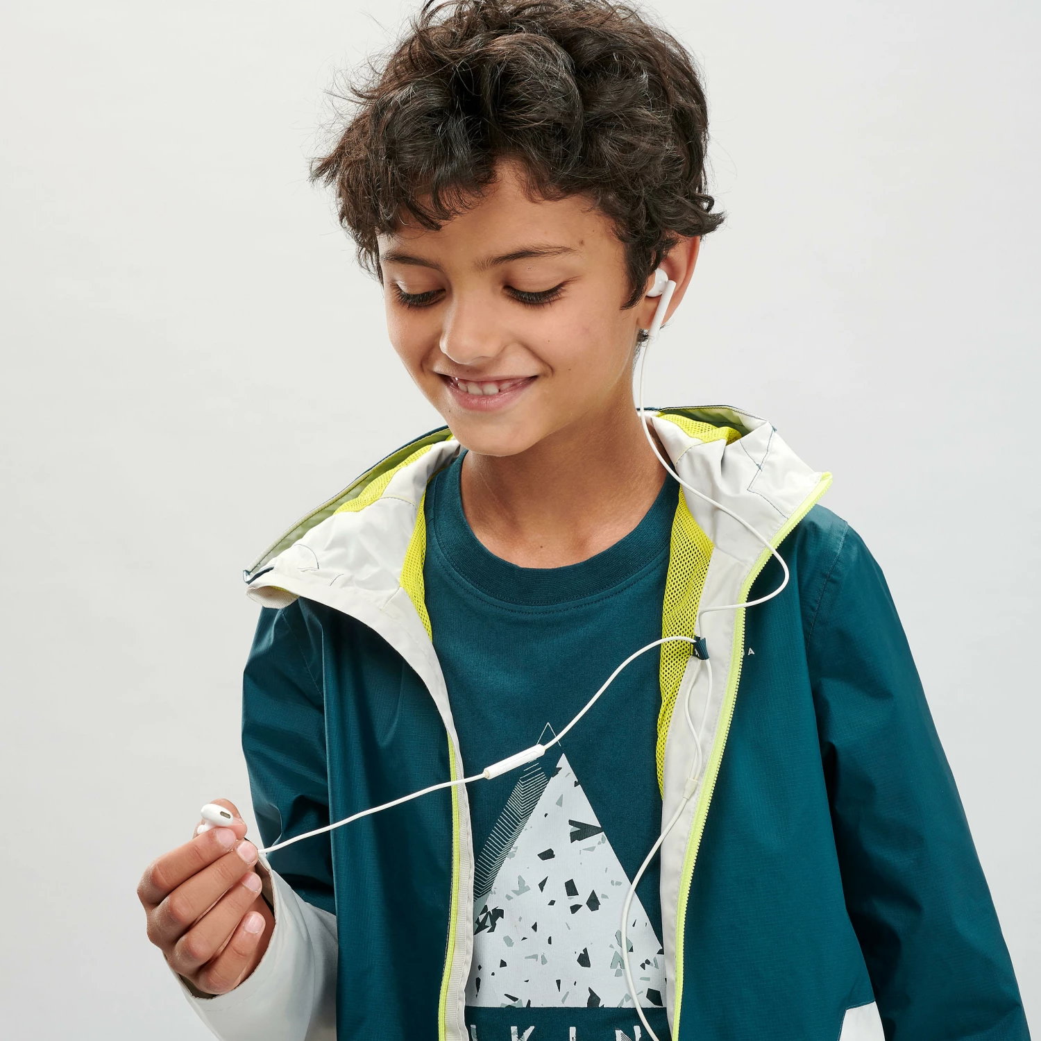 QUECHUA Kids Waterproof Hiking Jacket Dark petrol blue/Putty 7 QUECHUA Kids Waterproof Hiking Jacket Dark petrol blue/Putty - Image 7