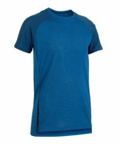 DOMYOS Boys' Light Breathable Gym T-Shirt S580 Royal blue/Navy blue