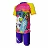 AQUASPORT Hammerhead Shark Sun Protection Short Sleeve 2 pcs Suit YELLOW/PURPLE