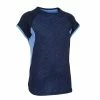 DOMYOS Girls' Synthetic Short-Sleeved Gym T-Shirt S500 Navy blue