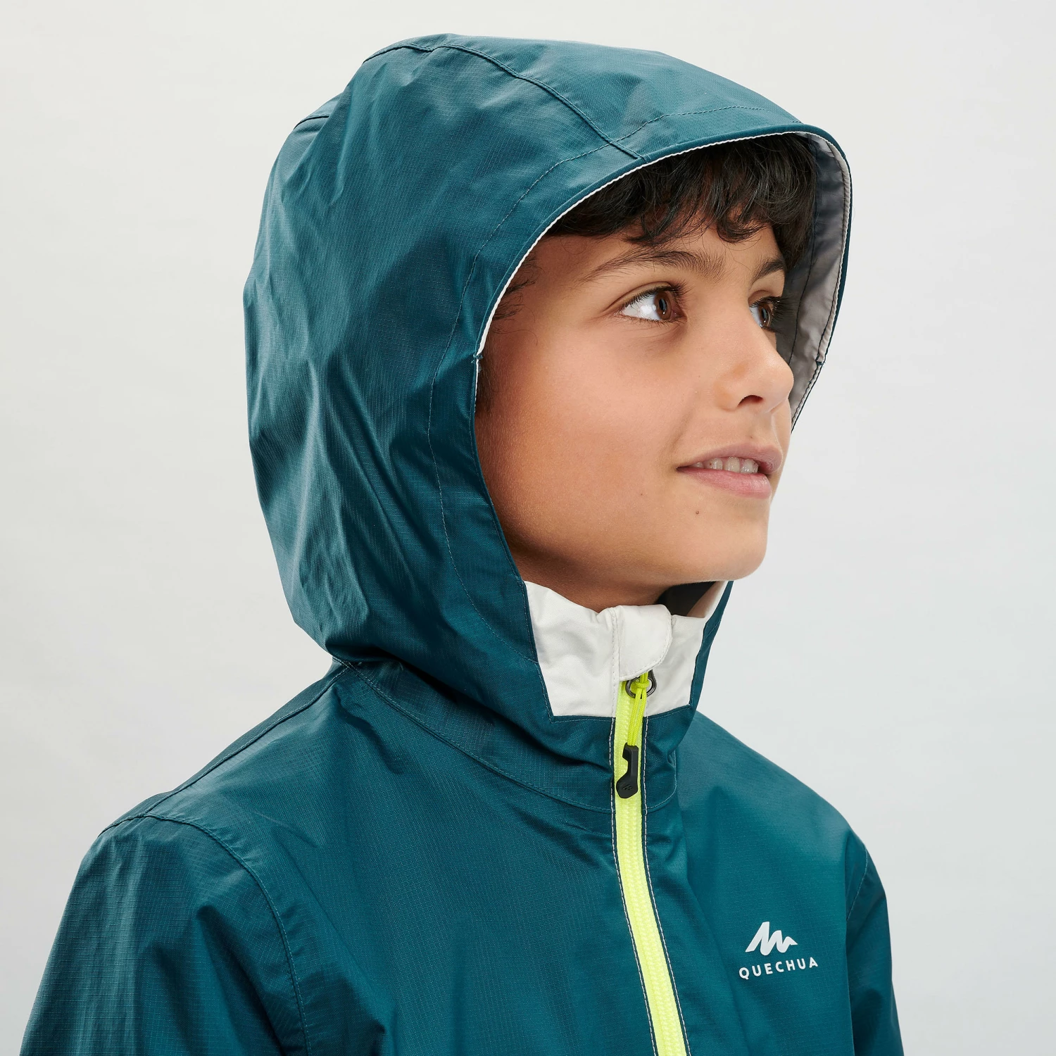 QUECHUA Kids Waterproof Hiking Jacket Dark petrol blue/Putty 5 QUECHUA Kids Waterproof Hiking Jacket Dark petrol blue/Putty - Image 5