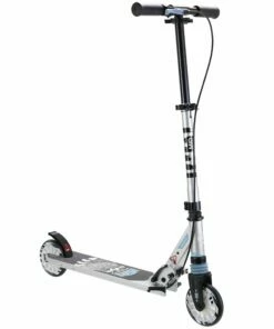 OXELO Mid 5 Kids' Scooter With Handlebar Brake And Suspension LIGHT GREY/BLACK/LIGHT BLUE