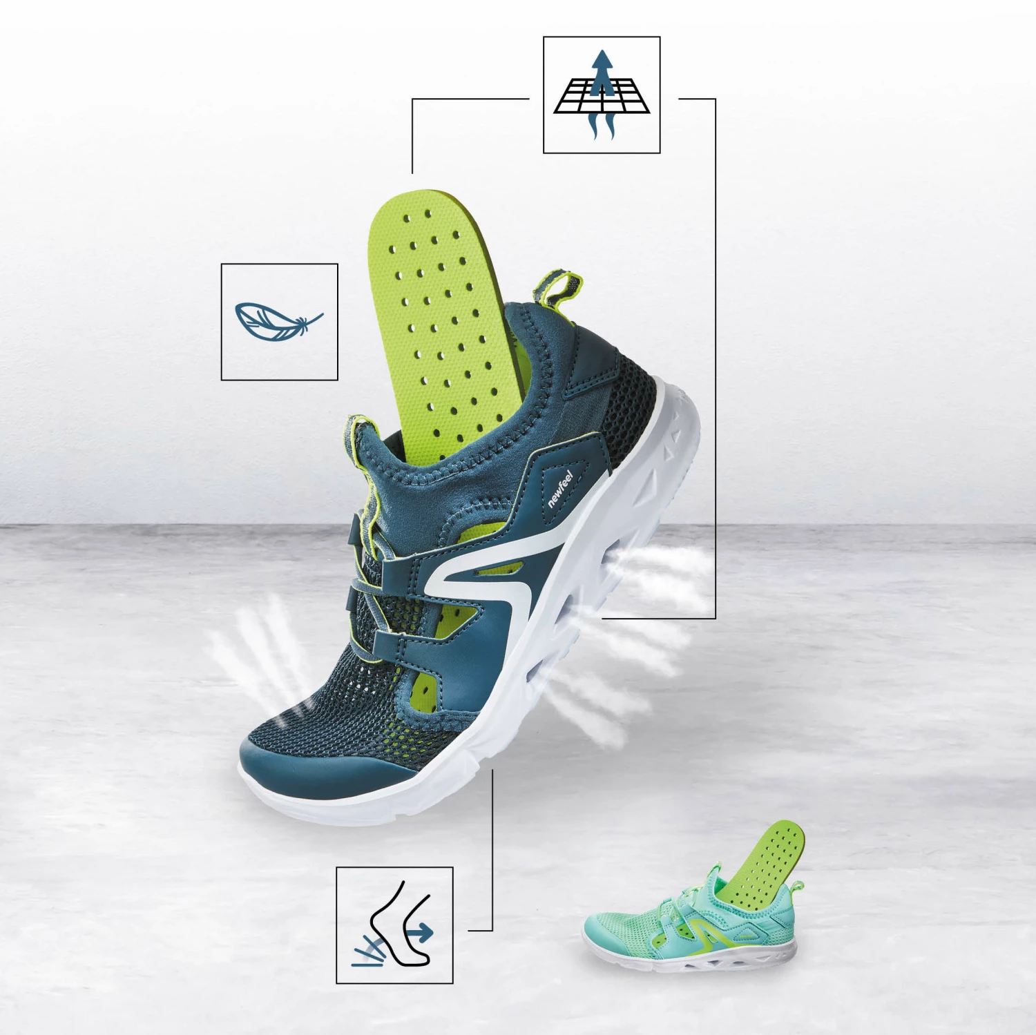 NEWFEEL Kids' Walking Shoes PW 500 Fresh Storm grey/Fluo lime yellow/Snow white 13 NEWFEEL Kids' Walking Shoes PW 500 Fresh Storm grey/Fluo lime yellow/Snow white - Image 13