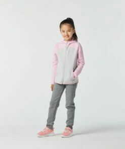 DOMYOS Kids' Zip-Up Hooded Sweatshirt LIGHT GREY/Light rose -Artengo Kids Online Store k7aded74148672bc620eded63ca8f0063 scaled