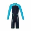 NABAIJI BOYS' LONG-SLEEVE SHORTY SWIMSUIT 100 Navy blue/Cyan