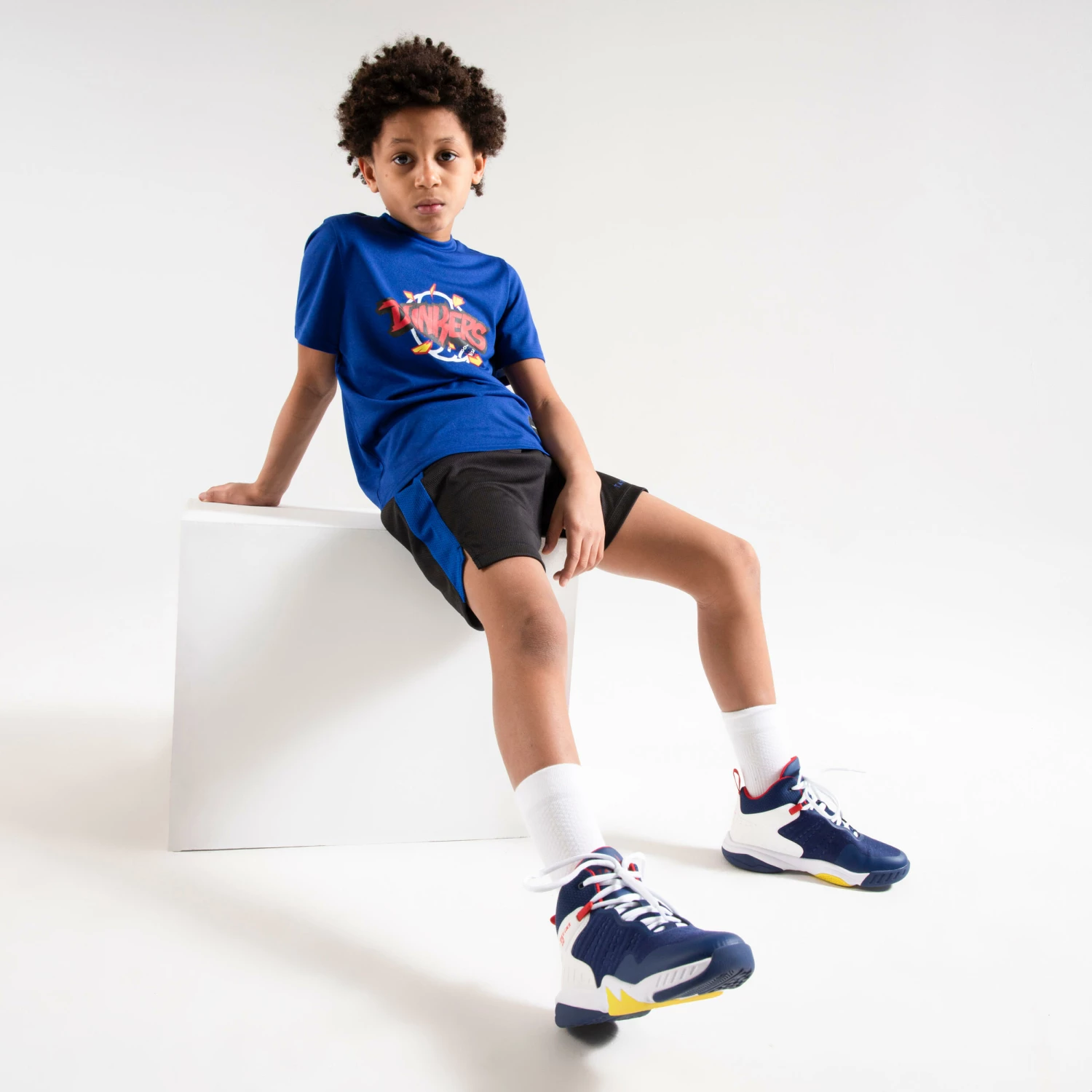 TARMAK Girls'/Boys' Basketball T-Shirt TS500 Fast BLUE 8 TARMAK Girls'/Boys' Basketball T-Shirt TS500 Fast BLUE - Image 8