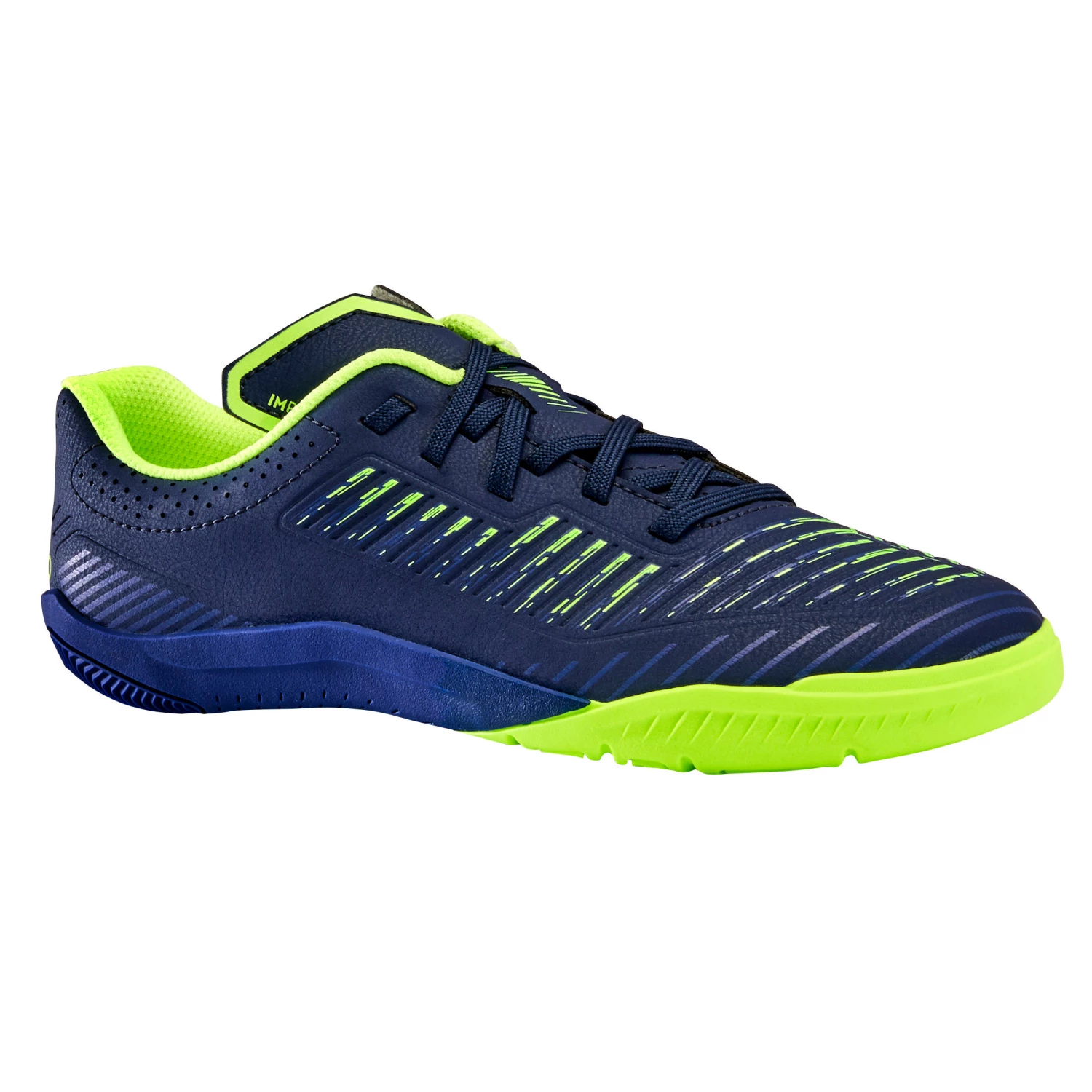 KIPSTA Kids' Futsal Shoes Ginka 500 Pale grey/Fluo lime yellow 2 KIPSTA Kids' Futsal Shoes Ginka 500 Pale grey/Fluo lime yellow - Image 2