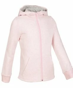 Artengo Kids Online Store 11 DOMYOS Girls' Warm Fleecy Gym Hoodie 100 PINK/GREY