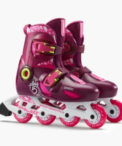 OXELO Play 5 Kids' Inline Skates (3 Adjustable Sizes) Magenta -Artengo Kids Online Store k8f1885170f8a4cf697a77037c253d5f7