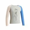 QUECHUA Kids' ANTI-UV hiking long sleeve t-shirt LIGHT GREY/PINK