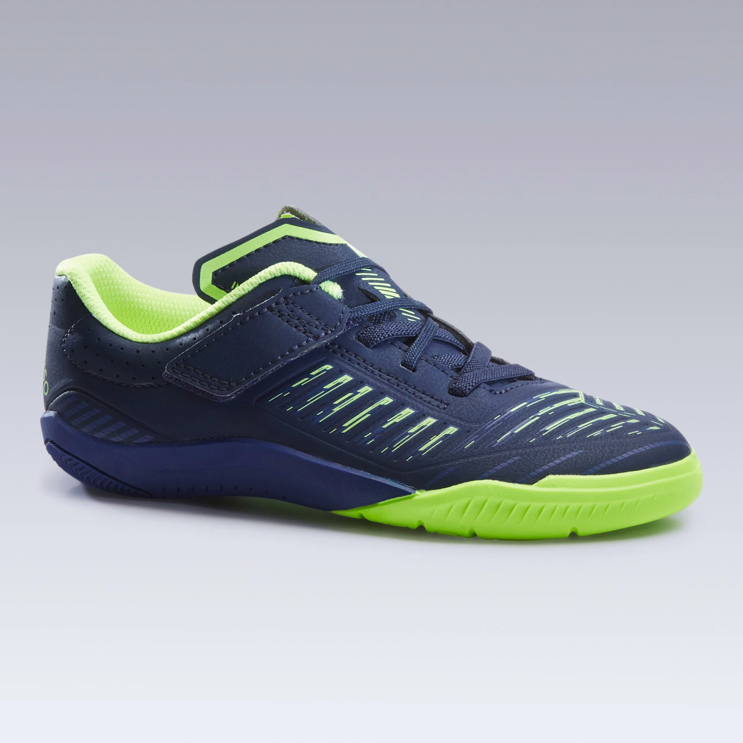 KIPSTA Kids' Futsal Shoes Ginka 500 Navy blue/Midnight indigo/Fluo lime yellow 9 KIPSTA Kids' Futsal Shoes Ginka 500 Navy blue/Midnight indigo/Fluo lime yellow - Image 9
