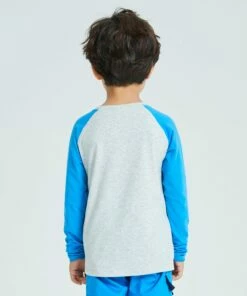 QUECHUA Kid's ANTI-UV ls hiking T-shirt LIGHT GREY/Pacific blue -Artengo Kids Online Store k94bf6863b0461272d9cb06e698f8e022 scaled