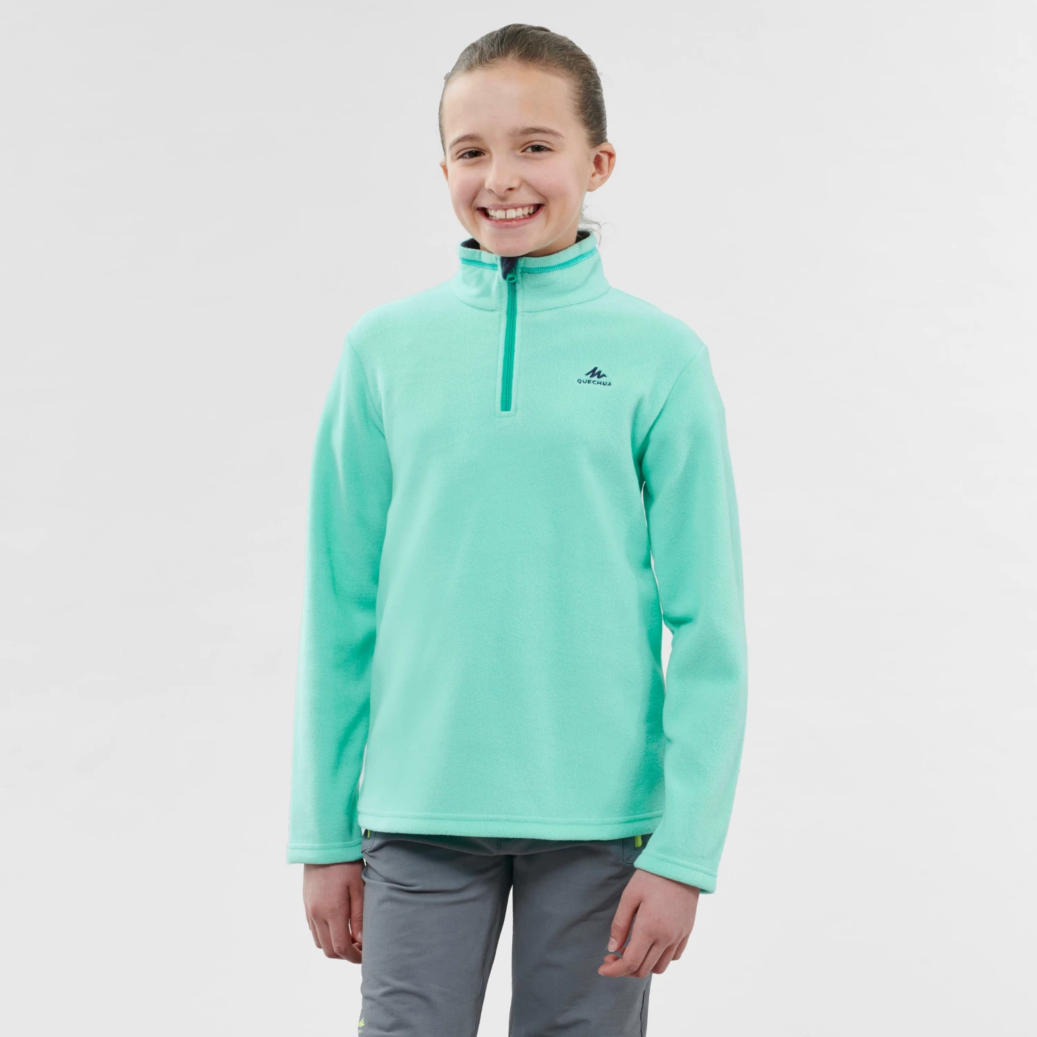 QUECHUA GIRL’S FLEECE CN MH100 TW TURQUOISE Turquoise green 2 QUECHUA GIRL’S FLEECE CN MH100 TW TURQUOISE Turquoise green - Image 2