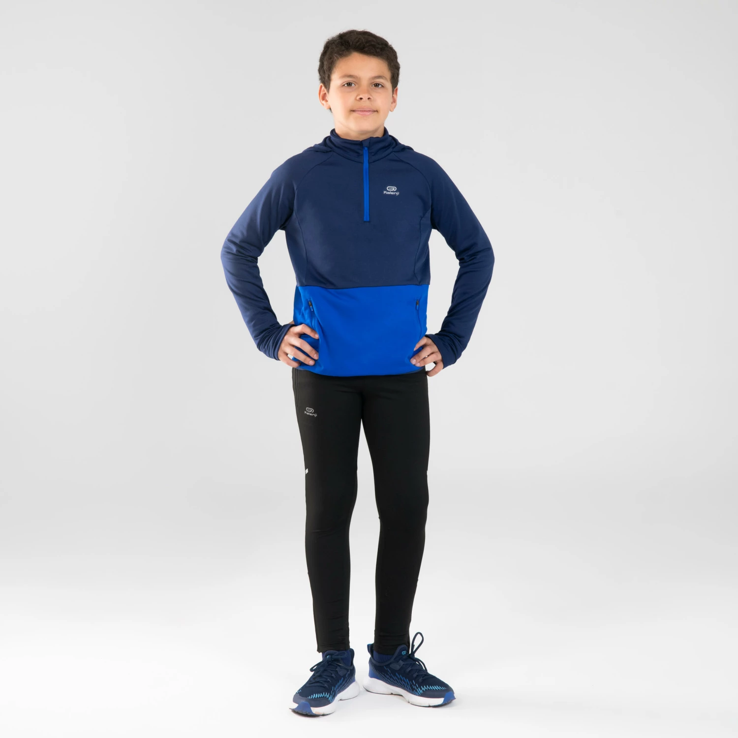 KALENJI AT 500 Kid's Athletics Long-Sleeved Cold Weather Jersey Galaxy blue/Bright indigo 2 KALENJI AT 500 Kid's Athletics Long-Sleeved Cold Weather Jersey Galaxy blue/Bright indigo - Image 2