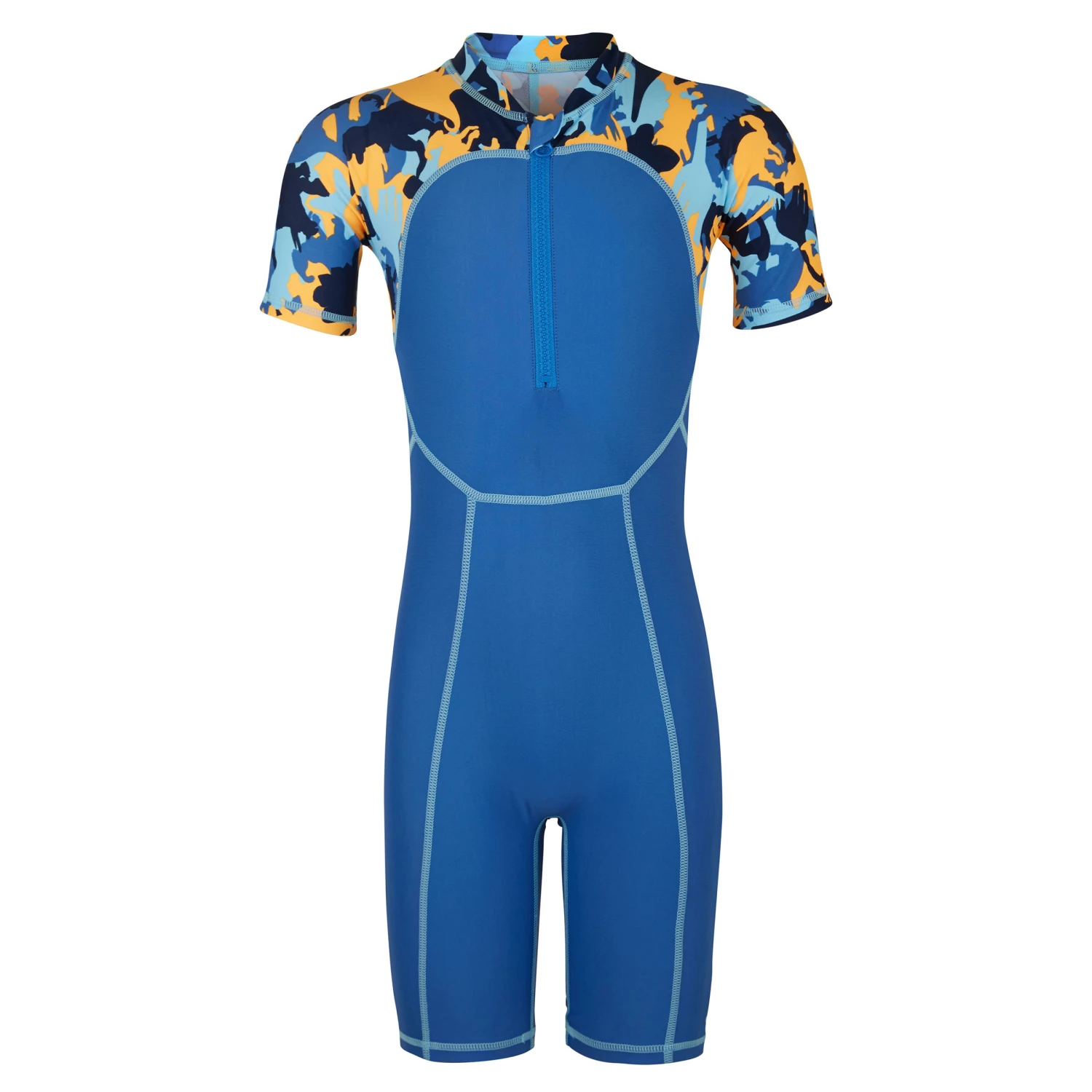 NABAIJI Blue print baby's short-sleeved shorty swimsuit BLUE/YELLOW 3 NABAIJI Blue print baby's short-sleeved shorty swimsuit BLUE/YELLOW - Image 3