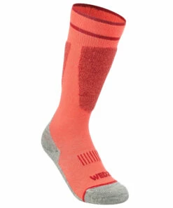 WEDZE CHILDREN'S SKI SOCKS 100 Coral pink