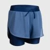KALENJI AT 500 Girl's 2-in-1 Running and Athletics Shorts Galaxy blue/Slate blue