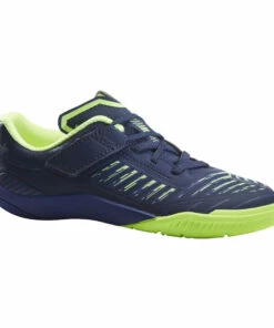 KIPSTA Kids' Futsal Shoes Ginka 500 Navy blue/Midnight indigo/Fluo lime yellow