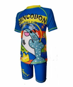 AQUASPORT Whale Shark Sun Protection Short Sleeve 2 pcs Suit BLUE