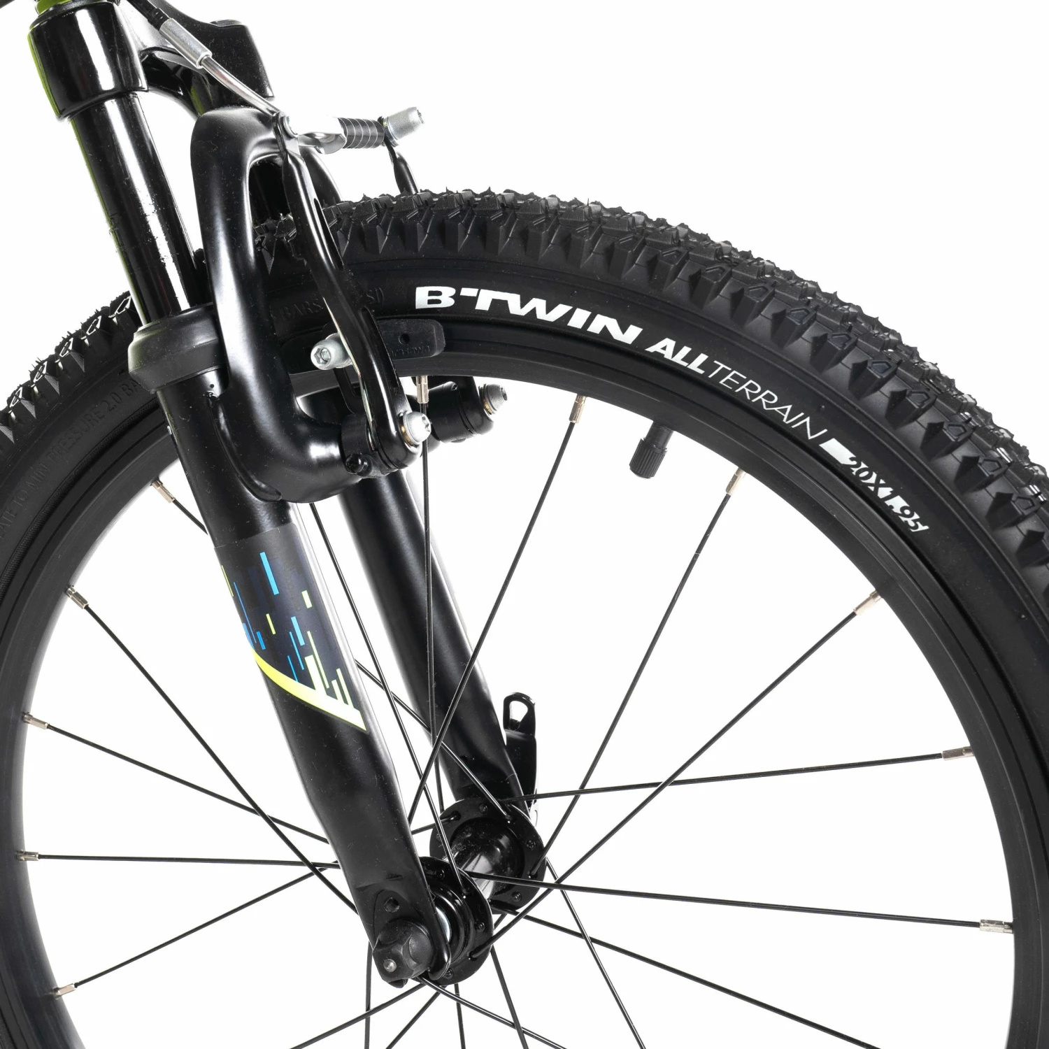 BTWIN 20" ST 500 Kid MTB Fluo lime yellow 9 BTWIN 20" ST 500 Kid MTB Fluo lime yellow - Image 9