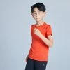 DOMYOS Boys' Breathable Synthetic Short-Sleeved Gym T-Shirt S500 Vermilion/Vermilion