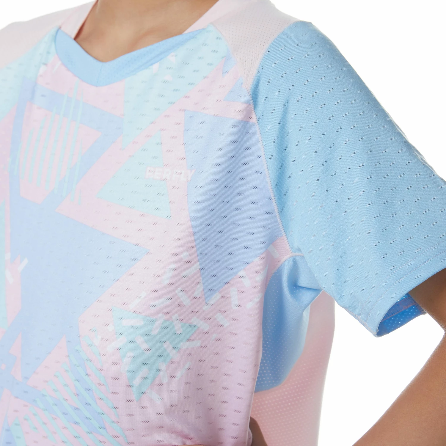 PERFLY BADMINTON JUNIOR T SHIRT 560 PINK Light sky blue/Candyfloss 6 PERFLY BADMINTON JUNIOR T SHIRT 560 PINK Light sky blue/Candyfloss - Image 6